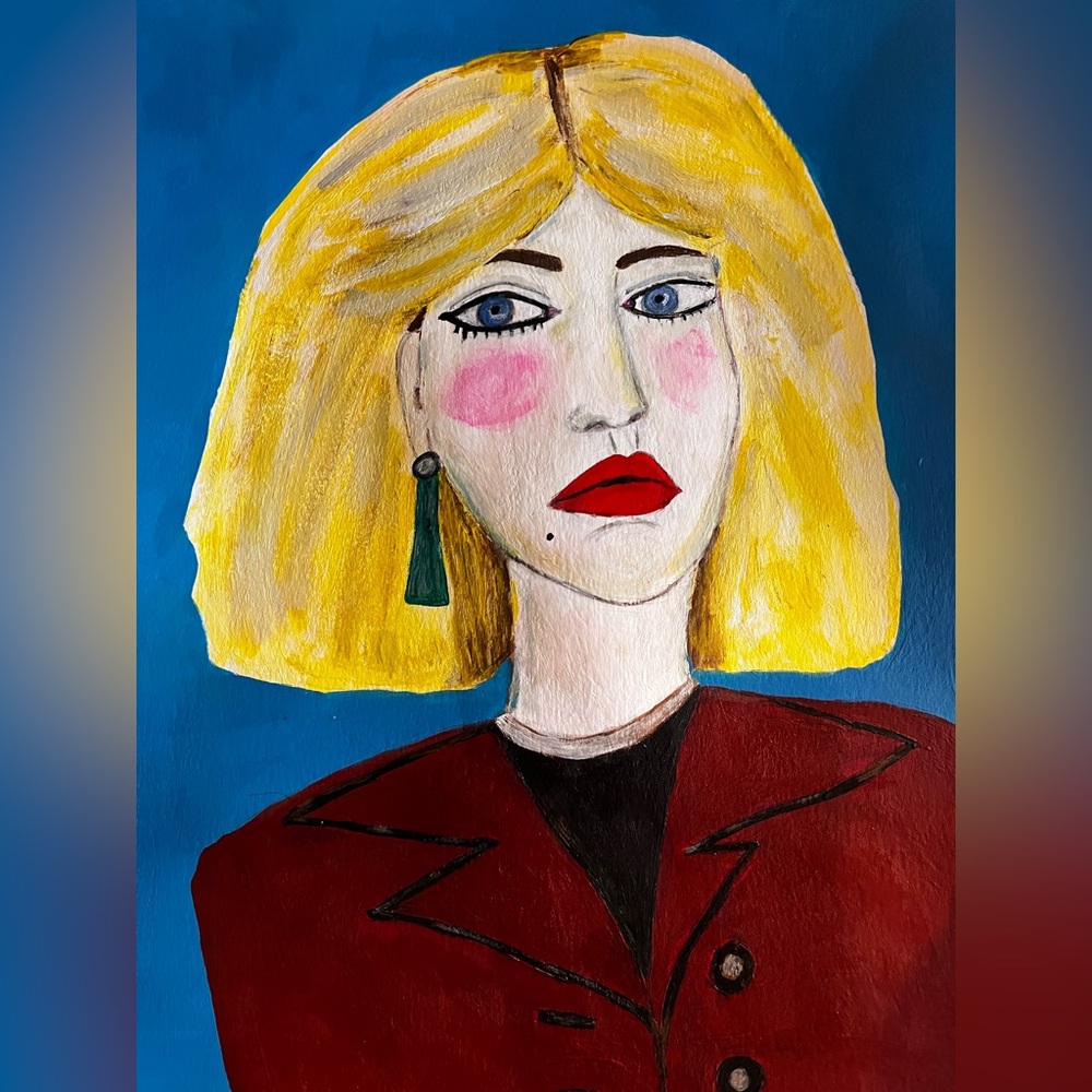 Original art abstract Painting of 80s inspired woman